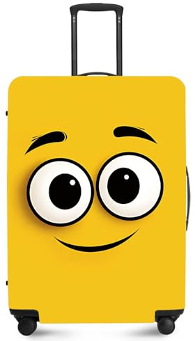 ANNA QUEEN Cute Emoticons Yellow Luggage Cover Washable Suitcase Protector Suitcase Cover Anti-Scratch,Stretchable Fit for 18-32Inch Luggage,Travel Bag Cover L(fits 26-28Inch suitcase)