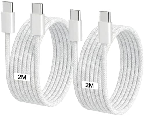 Cable iPhone 17 16 15 2M 2Pack, 60W Cable USB C a USB C Carga Rapida Trenzado Nylon Cable Tipo C a Tipo C Cable Cargador para iPhone Air/17 16 Pro Max/16e/15 Pro/15 Plus, Mini 7 6/Pro/Air/11 10