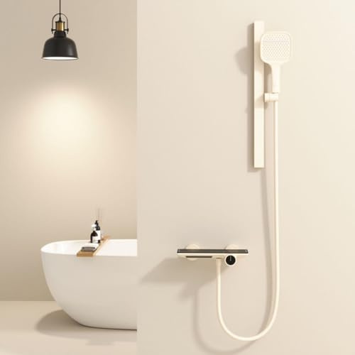 XDSMB Grifo Bañera y Ducha con Alcachofa 4 Modo Grifo Cascada Pared Caliente y Frío,Leche Blanca