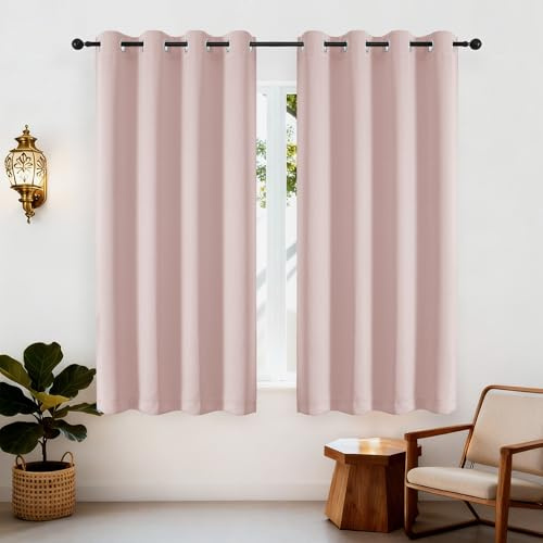 Simplebrand Verdunklungsvorhänge Gardinen mit Ösen, Rosa Blickdicht Vorhänge,2 Stück,Vorhänge Kurz Modern H 175 x B 140 cm, Weiche Schiebevorhänge für Schlafzimmer,Wohnzimmer usw
