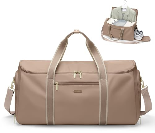 Borsa da Viaggio Convertibile 2 in 1 Borsa Sportiva da Donna con Scomparto Scarpe Borsas Porta Abiti da Viaggio Borsas per Bagagli a Mano (Champagne)