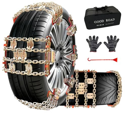 Tire Chains for Car SUV Pickup Trucks, Adjustable Portable Emergency Tire Chains, Snow Chains for Tire Width(225-285mm), 6Pcs