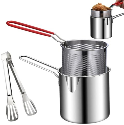 Olla para freidora - Construcción de acero inoxidable 304, diseño robusto para altas temperaturas, superficie fácil de limpiar | Sartén de cocina para muslos de pollo, pescado , patatas fritas, b