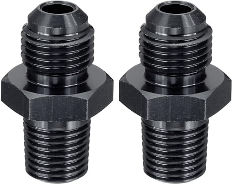 QUARKZMAN 2 Stück AN6 Stecker Flansch Auf 1/4 NPT Rohrverbinder Aluminium Gerade Stecker Kupplung Schlauchadapter Für Automobil Schwarz
