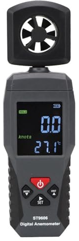 SMART SENSOR Windmesser ST9606 Tragbarer Hand-Anemometer-Windgeschwindigkeitsmesser mit LCD-Display, Datenspeicherung, Alarmfunktion für Outdoor-Aktivitäten