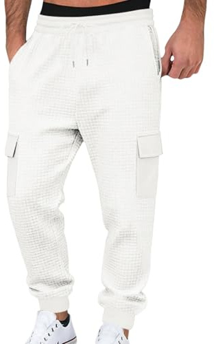 Generiska cargobyxor herr joggingbyxor 3XL: arbetsbyxor med många fickor utomhusjacka med dragsko fritidsbyxor med manschetter joggingbyxor ventilerande sportbyxor utomhus avslappnade träningsbyxor