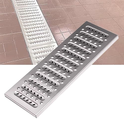Grille de Drainage, Grille Caillebotis en Acier Inoxydable, Grille Caniveau Exterieur pour Sous-Sol, Allée, Cour, Jardin, Antidérapant et Détachable(30 * 58cm/12 * 23in)