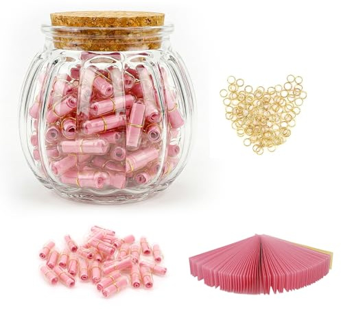 Prmape 101 Pièces Capsule Lettres Message Dans Bouteille, Rose-Transparente Pilule Message Capsule, Wishing Paper Scrolls pour DIY Cadeau Saint Valentin Noël Mariage