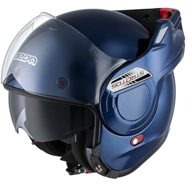 BEON Stratos Motorradhelm - Systemhelm Klapphelme mit Visier und Sonnenblende - Rollerhelm Sonnenblende - Motorrad Helm Damen & Herren - Integralhelm 180° Klappbar - Anti-Kratz-Visier - L