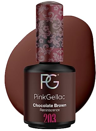 Pink Gellac UV Gel Nagellack - 203 Chocolate Brown 15 ml - Lang Anhaltend UV Nagellack Braun - Gel UV für 14 Tage Nägel in Salonqualität - Made in Holland