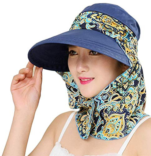 Solhatt med upprullningsbart brett brätte, nackskydd, 2-i-1, för kvinnor, scarf, UV-skydd, avtagbar solskärm, keps, UPF 50+, sommarhatt för trädgårdsskötsel, strand, vandring, fiske, utomhus,