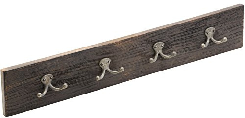 Metafranc Vintage-Hakenleiste 610 x 105 mm - Mangoholz - 4 Doppelhaken - Vintage-Stil - Used-Look / Garderobenleiste / Wand-Garderobe / Wandhaken / Kleiderhaken / Handtuchhaken / 261857 | 4 Doppelhaken – Vintage-Stil – Used-Look – Garderobenleiste – Wand-Garderobe – Wandhaken – Kleiderhaken – Handtuchhaken