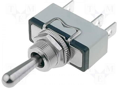 Interrupteur à bascule unipolaire AMA ON-OFF-MOM, 10 000 cycles, 250-400 V, 10-15 A, polyester, laiton nickelé, argent/nickelé, -20°C à 55°C, sélecteur multiple ON-OFF-MOM, AMA