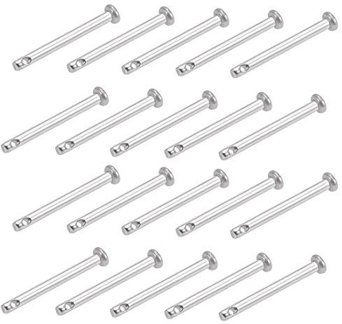 sourcing map 20 Stück Steckbolzen Einzelloch Gabelbolzen 3mm X 30mm Splintstift Flacher Kopf 304 Edelstahl Verbindung Scharnierbolzen