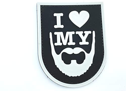 I Love My Beard Airsoft Paintball PVC Morale Team Patch (schwarz)