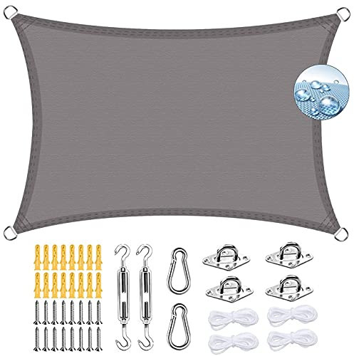 ERPENG Sonnensegel 4x7m 95% UV Schutz wetterfest Balkonverkleidung mit Seilen und Befestigungs Kit für Balkon, Schwimmbad, Kleiner Garten, Hellgrau