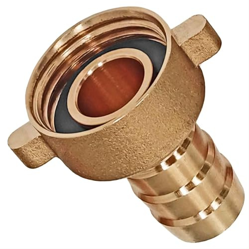 MegaHaustechnik Schlauchtülle 38mm, Überwurfmutter 2 Zoll IG, Messing | Trinkwasser geeignet, mit Dichtung, Überwurf-Innengewinde 2“, Tülle-Außendurchmesser 38mm für 1 1/2“ Schlauch, Anschluß Stück
