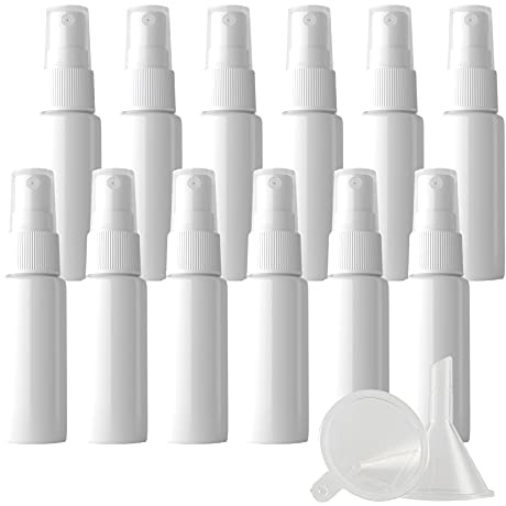 ZEOABSY 12 Pezzi 20ml Flaconi Spray Vuoti, Profumo Sprayer, Bottiglie Spray Bianco Plastica Fine Nebbia Bottiglia Set da Viaggio, Flacone Spray Atomizzatore Vuoto con Pompa Blanc