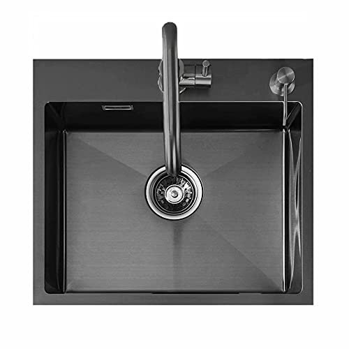 CFMZ Fregadero Bajo Encimera 50cmx40cm, Fregadero Cocina Un Seno con Escurridor, Acero Inoxidable Fregaderos De Un Seno, Fregadero De 1 Cubeta, Triple Posibilidad De Instalación