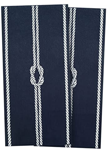 ZOLLNER 2er Set Strandlaken - saugstarkes und strapazierfähiges Handtuch in 100x200 cm - waschbar bis 60°C - Baumwolle in blau - Elegantes Seil und Knoten Design - Oeko Tex® Zertifiziert