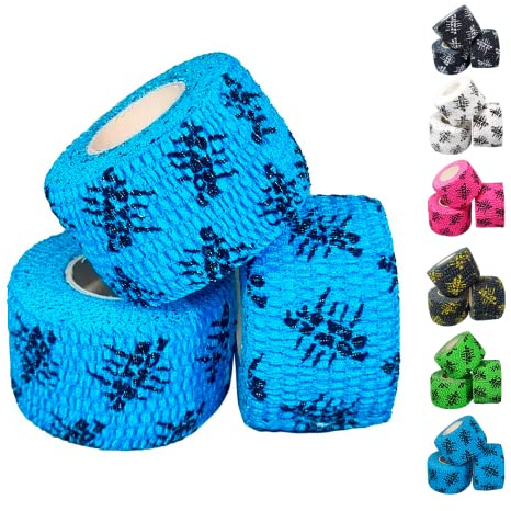 Power Beast 3x Tape, 3 Rollen Hook Grip Tape, Sporttape, Schutz für Daumen und Finger, elastische Baumwolle, schweißfest und atmungsaktiv, für Weightlifting, Cross Training, Gewichtheben. (BLUE)