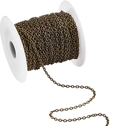 PH PandaHall Catene per Collana da 19.8m, Catene A Croce Non Saldate Catena A Maglia in Metallo Rolo Catena A Maglia in Bronzo Antico Catena A Croce per Gioielli in Ferro per Collana, Braccialetto