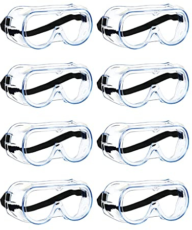 MELASA Safety Goggles ANSI Z87.1, Anti-Fog Protective Lab Goggles, Eye Protection Goggles (8 Pcs)