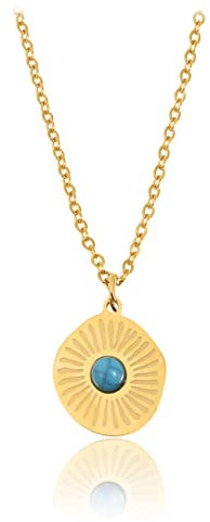 Nami Boho Damen Halskette mit Anhänger - Edelstahl Glieder-Kette - Coole Silber- oder Gold-Kette Unisex - Handmade Strand-Schmuck Surfer-Schmuck Festival-Accessoires (Gold Shell)