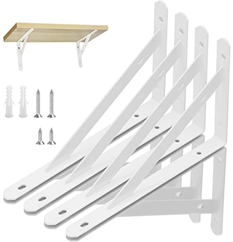 8 Stück Regalhalterungen Schwerlast-Träger 90 Grad Wand-Winkel Regalhalterung Metall Regalträger mit Schrauben Wand Regalträger Eisen Regalwinkel für Winkel Regal (20×12CM)，Weiß