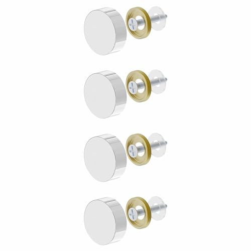 FOCMKEAS 4 PCS 22mm(0.87) Mirror Screws, Brass Decorative Caps Cover Fasteners, Metal Mirror Nails, Polished Flat Silver Lid (Bright Silver)