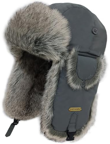 HEYANN Uschanka Trapper Russische Hütte Kunstpelz Cap Earflap Winter Bomber Hut Wintermütze Unisex Fliegermütze Fellmütze Erwachsenen für Herren