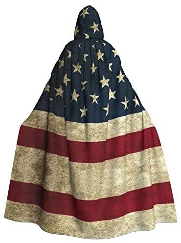 Sylale Amerikanische Flagge, Unisex, Kapuzenumhang, Weihnachten, Fasching, Halloween, Cosplay-Kostüm für Erwachsene