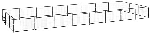 BaraSh Hundezwinger Schwarz 24 m² Stahl Gartenzaun Zaun FüR Hunde Freigehege Kleintierzaun Outdoor Hundegitter Garten Haustier Zaun Garten 3082132