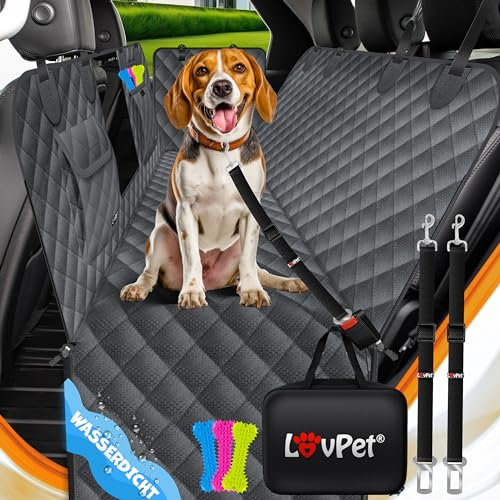 Lovpet® 2in1 Hundedecke für Auto Rückbank & Kofferraum mit Seitenschutz und Sichtfenster Kofferraumschutz - Wasserabweisende Hunde Autoschondecke Universal Autodecke Rücksitz Inkl. Zubehör, Anthrazit