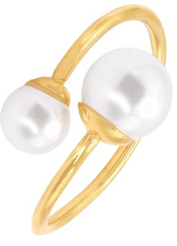 Heideman Ring Damen Carlie Edelstahl und mit Perlen weiß | Zeitloser Fingerschmuck zum Kombinieren und Stapeln, schöne Geschenkidee für Frauen, Freundin oder Mama zum Geburtstag