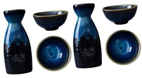 PRETYZOOM 2ensembles Set De Tasses à Saké Céramique Vintage avec Carafe Traditionnel pour Sake Et Vin De Riz Étoilé