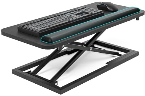 Omhuzsyo stående tangentbordsbricka, tangentbordsstativ med justerbar höjd, tangentbords- och mushöjare för skrivbord, för ergonomiskt sittstativ arbetsstationer med handledsstöd, laptop-skrivbord 60