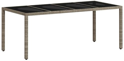 vidaXL Gartentisch mit Glasplatte Hellgrau 190x90x75 cm Poly Rattan