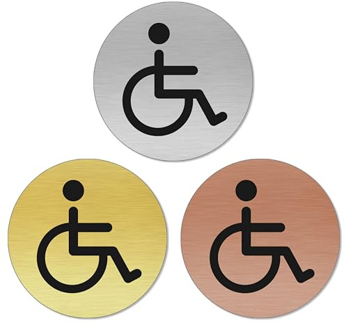 banjado® WC Schild selbstklebend/Graviertes Türschild WC Design Barrierefrei 2 / Toilettenschild 10x10cm / WC Aufkleber in Gold Optik/Badezimmer Schild