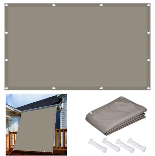 Vela Ombreggiante 1.5 x 4.6 m Impermeabile, Rettangolare Vela Ombreggiante Parasole con Occhielli PES Protezione UV 98% per Arredo Esterno Giardino, Tortora
