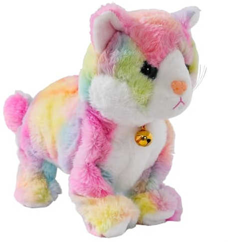 Smalody Interactive Plush Toys, Novelty Sound Control Electronic Cat Interactive Toys Electronic Pets Robot Cat GiftFor Children Kids (color, color LED Eyes)