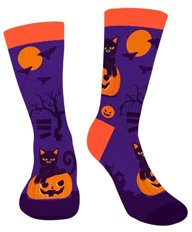 AGRIMONY Roliga halloweenstrumpor för män kvinnor tonåringar pojkar nyhet galen Irre Dress Crew coola strumpor Halloween-presenter kostymer, B-Halloween-C, L-XL
