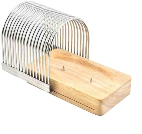 Multifunctional Bread Slicer - Sandwich/Toast Maker, Wooden Toast Slicer, Manual Handhold Compact for Homemade Toast Bakery Loaves Cakes Bagels Potatoes, Meats and Desserts, 14x9.3x10.3cm