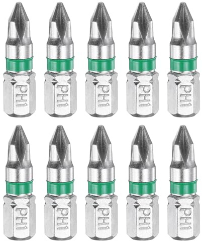 QUARKZMAN 10 Embouts de Tournevis Phillips Ph1 1/4 Tige Hexagonale 25mm/1 Longueur Embouts Cruciformes Magnétiques en Acier S2 pour Tournevis Électrique