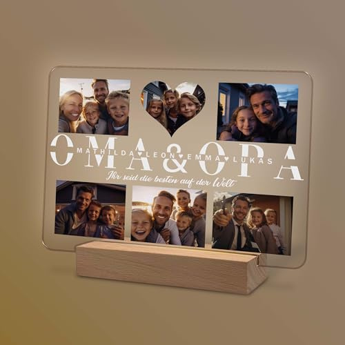 Geschenke für Oma & Opa personalisierte optionale Nachtlampe oder Nachtlicht mit Foto und Namen als Geschenk für Eltern zum Geburtstag Weihnachten