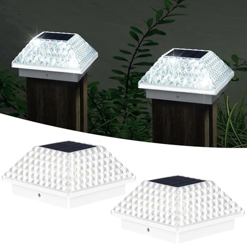 Taylor & Brown 6 Pack Solar Post Lights Solar Lights Outdoor Garden Post Lamp, Plastic Fence Deck Lights Waterproof Landscape Fence Post Cap Lamp for 3.5x3.5 4x4 Posts Patio Garden Decoration