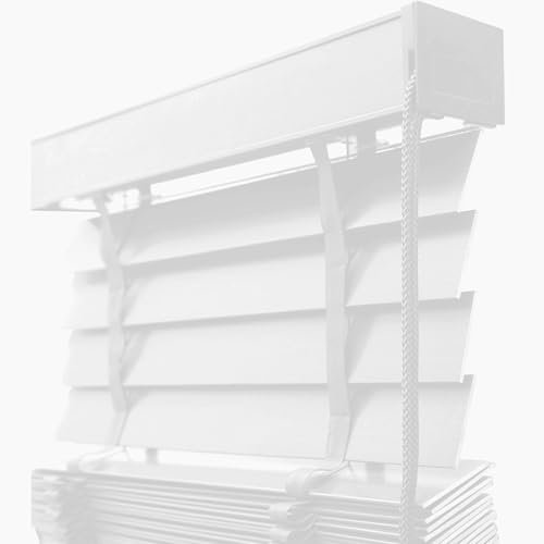 Bambusrollo Holzjalousien, 50mm Lamellen Holz Jalousien, Blackout Echtholz Jalousette Sonnenschutz/Sichtschutz Für Fenster Bad Küche, W 30 45 60 75 90 115 130 145 160cm Anpassbare Jalousie(Weiß)