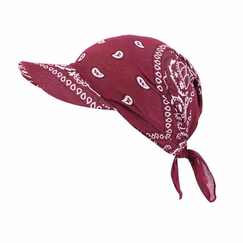 BrightGlow Damen Kopftuch Schal Cap Kopfbedeckung mit Krempenvisier Retro-Stil Baseball-Mütze Sonnenhut Schal Mütze Verstellbarer Hut Sommermütze Sonnenblende Kappe