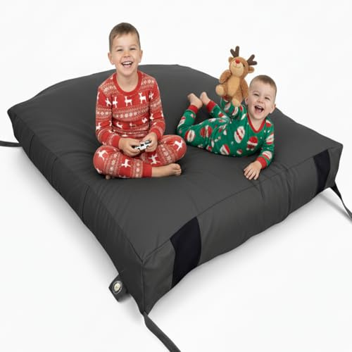 Funladora Crash Pad for Kids Sensory – Extra Large Crash Mat 66”x54”x10” with Soft Velvet Cover, Non-Slip Bottom, Air Mesh Sides, Carry Handles – Sensory Room Equipment & Kids Jump Pad