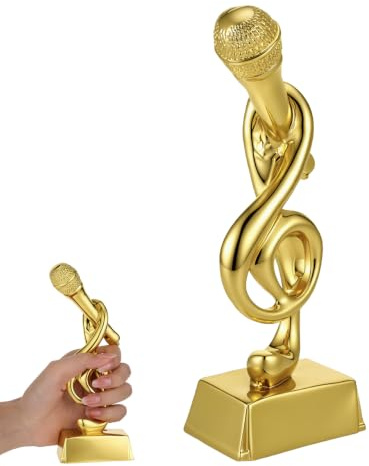 HEMOTON Microphone doré trophée en résine Note décorative pour récompenses pour les compétitions de chant et les événements et bureau durable